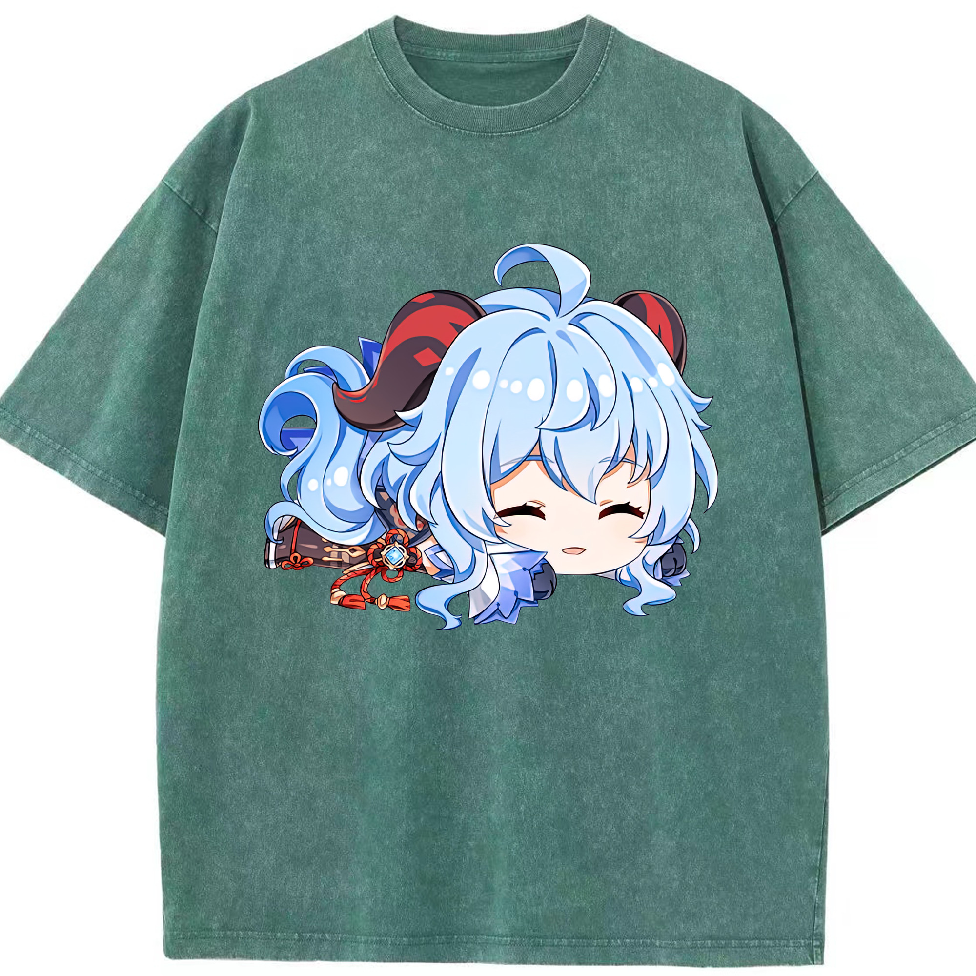 げんし神 甘雨 かんう genshin Ganyu 綿100% ヴィンテージ風 半袖Tシャツ（フロントプリント）
